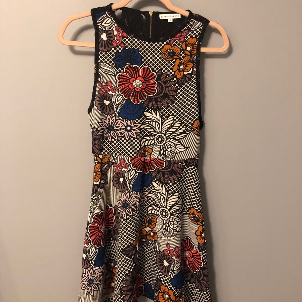 Floral Print Dress with Laced Back